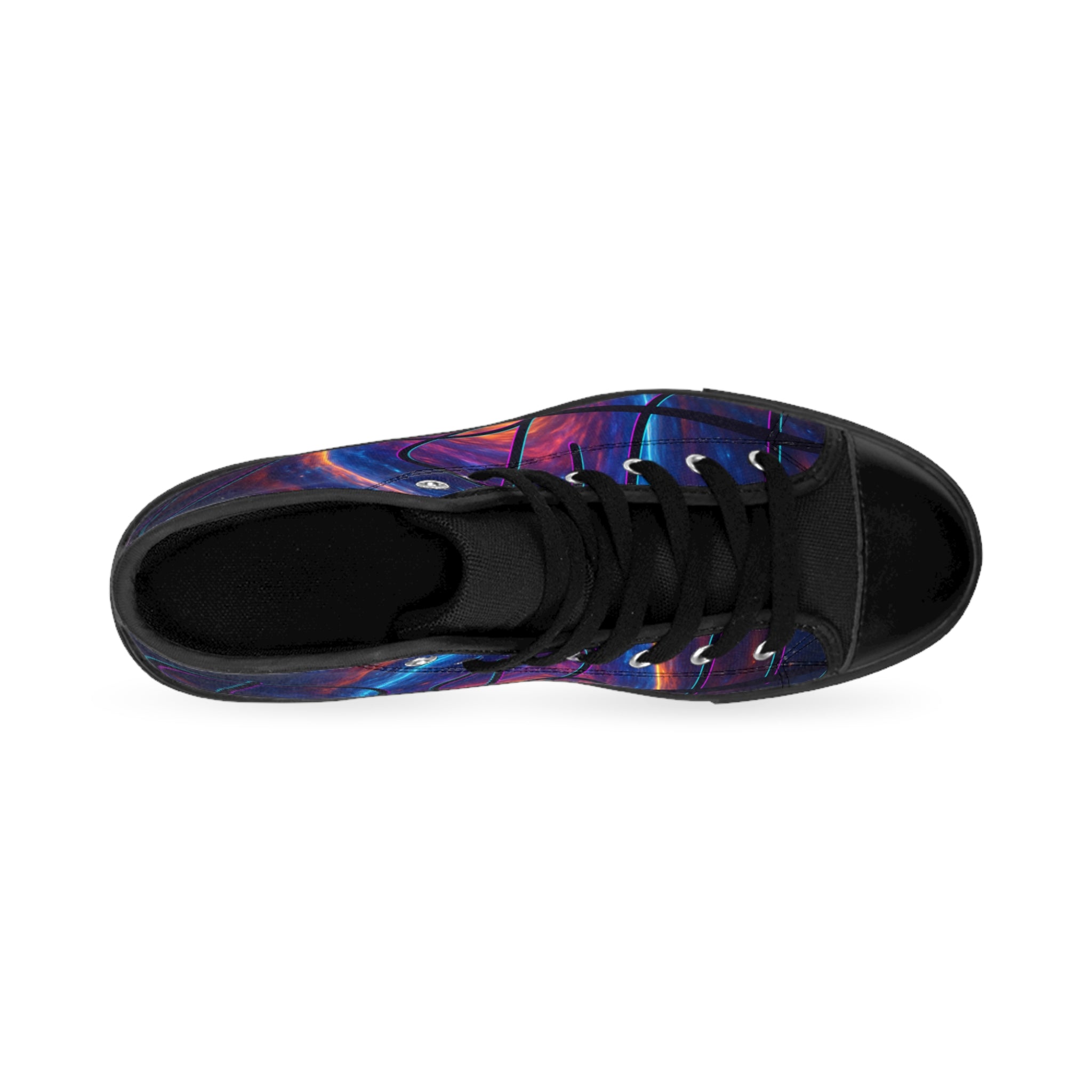 Galaxy Swirl High-Top Sneakers — Cosmic Basketball Court Design