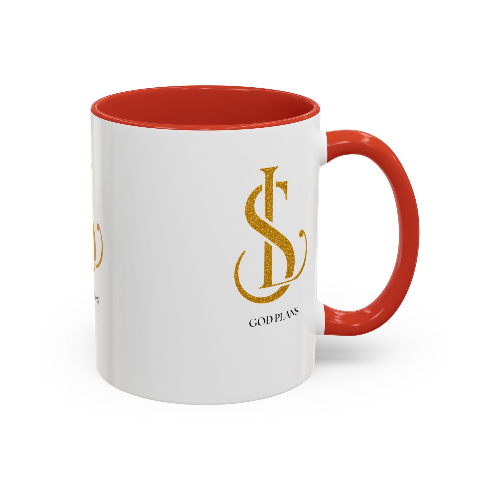 God Plans Gold Monogram Ceramic Mug – Custom Faith Gift (11oz, 15oz)
