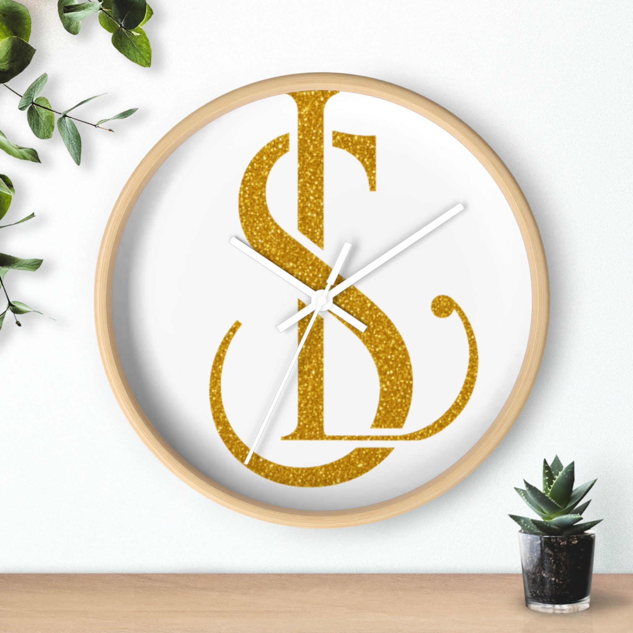 God Plans Wall Clock — Gold Monogram Religious Decorative Clock