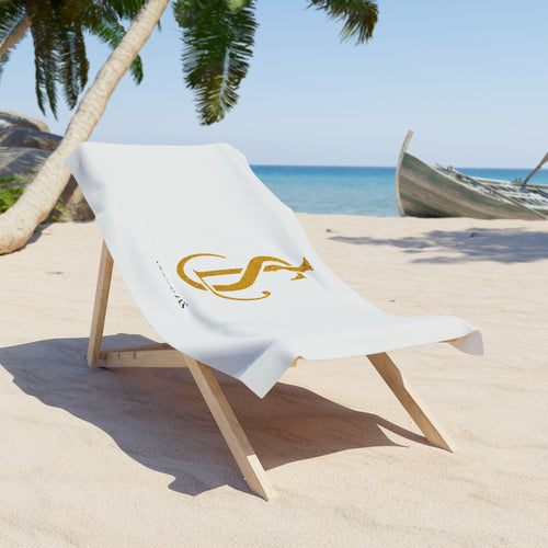 God Plans Gold Monogram Beach Towel – Faith-Inspired Gift