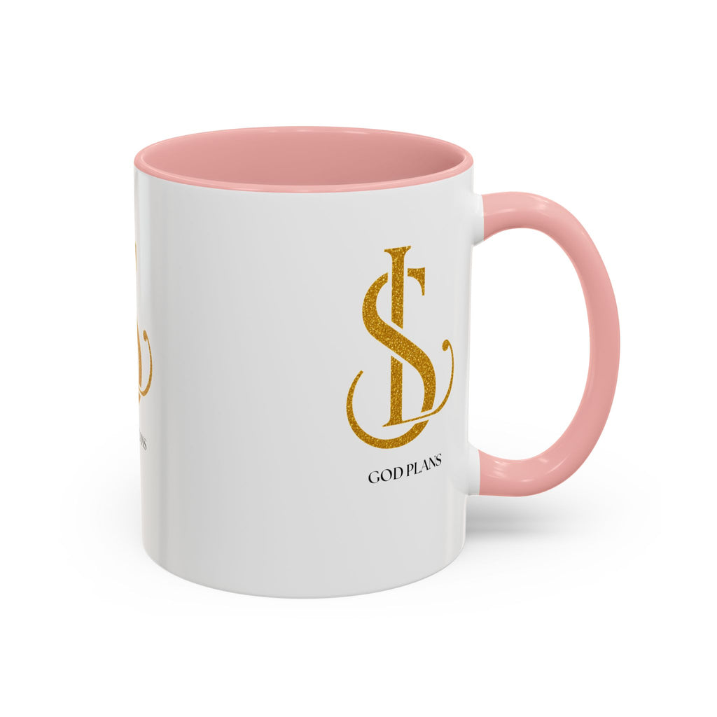 God Plans Gold Monogram Ceramic Mug – Custom Faith Gift (11oz, 15oz)