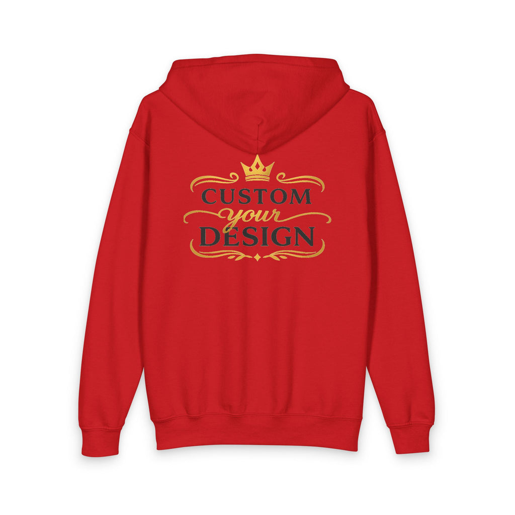 Youth Zipped Hoodie — Custom Your Design Printed Red Zip-Up