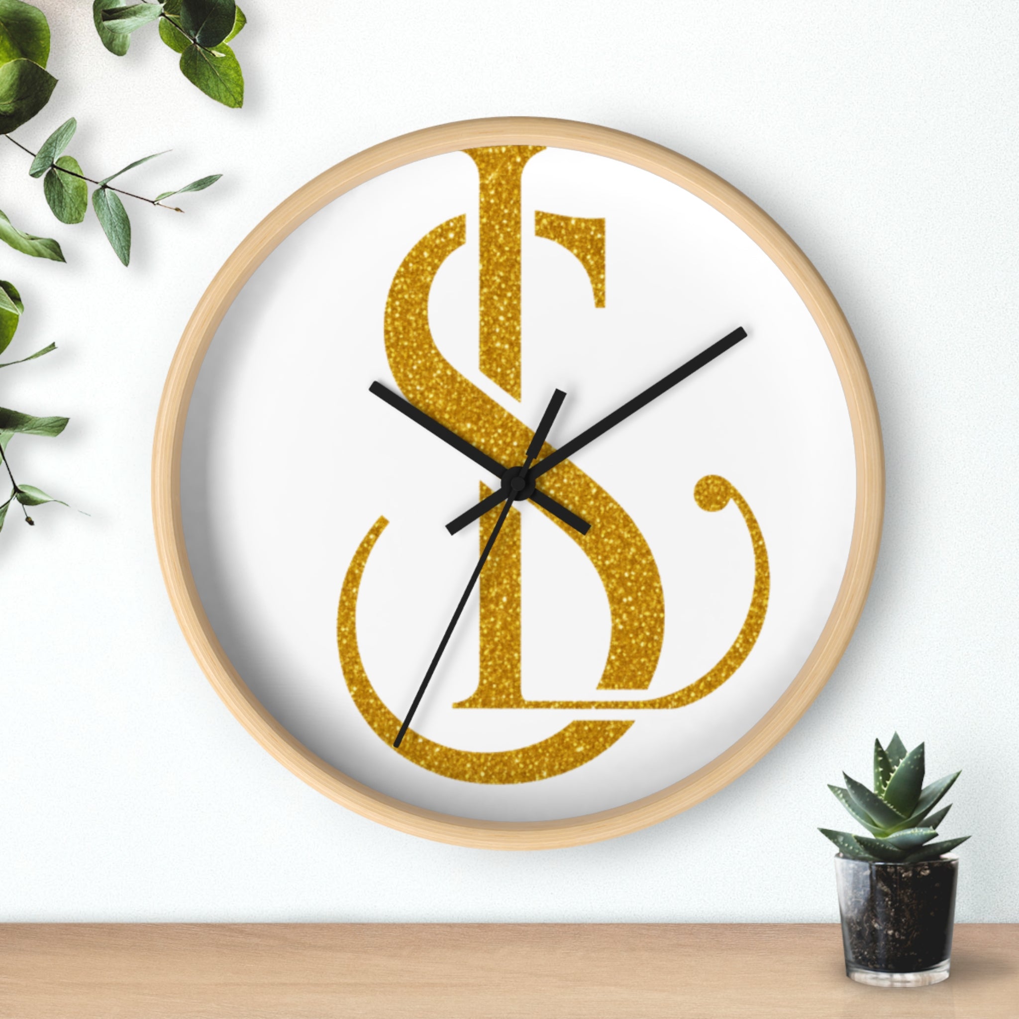 God Plans Wall Clock — Gold Monogram Religious Decorative Clock