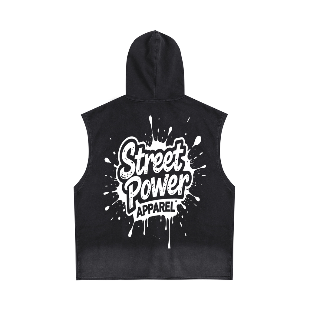 Vintage Washed Zip-Up Hooded Tank Top