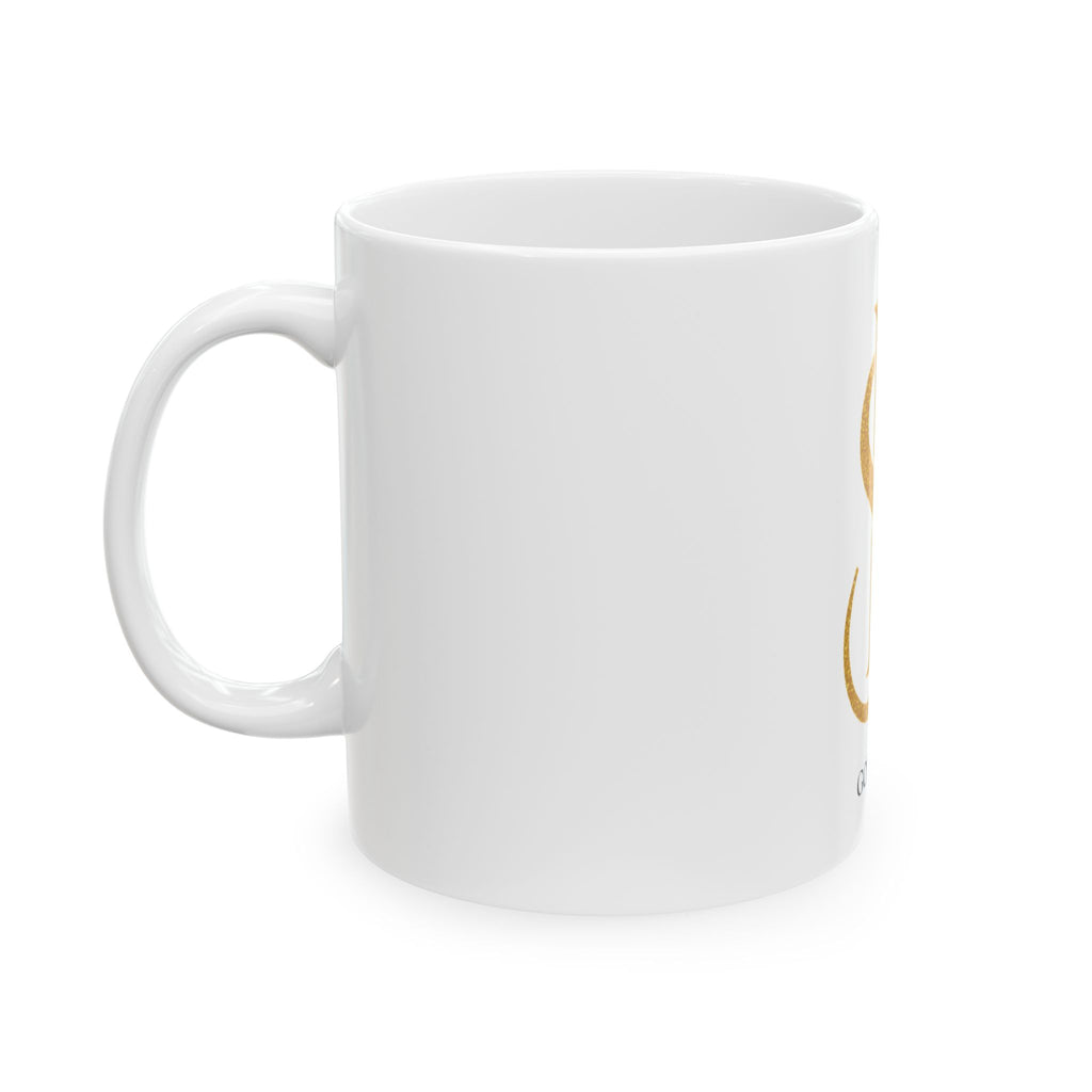 God Plans Gold Monogram Ceramic Mug – Custom Faith Gift (11oz, 15oz)