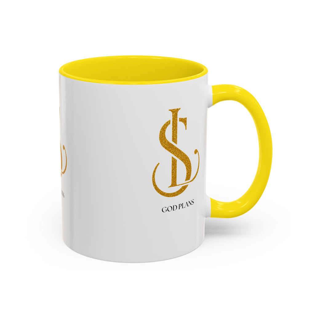 God Plans Gold Monogram Ceramic Mug – Custom Faith Gift (11oz, 15oz)