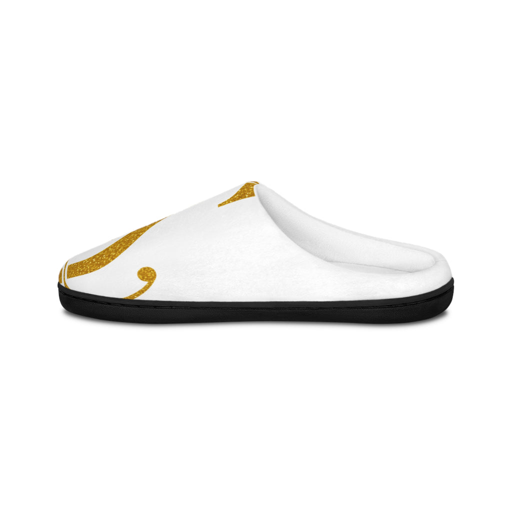 Monogram S Gold Script Women's Slippers — Cozy Indoor House Shoes