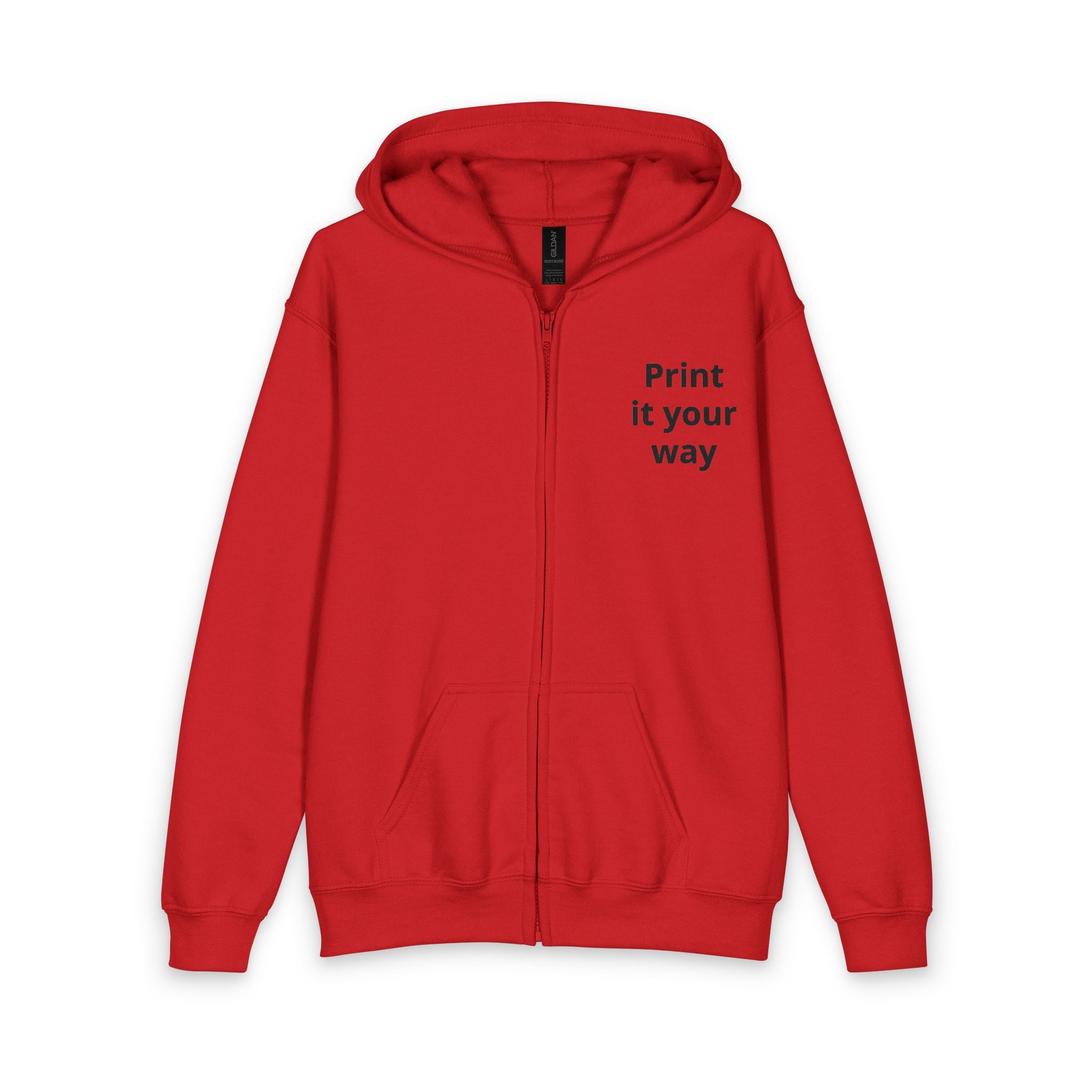 Youth Zipped Hoodie — Custom Your Design Printed Red Zip-Up