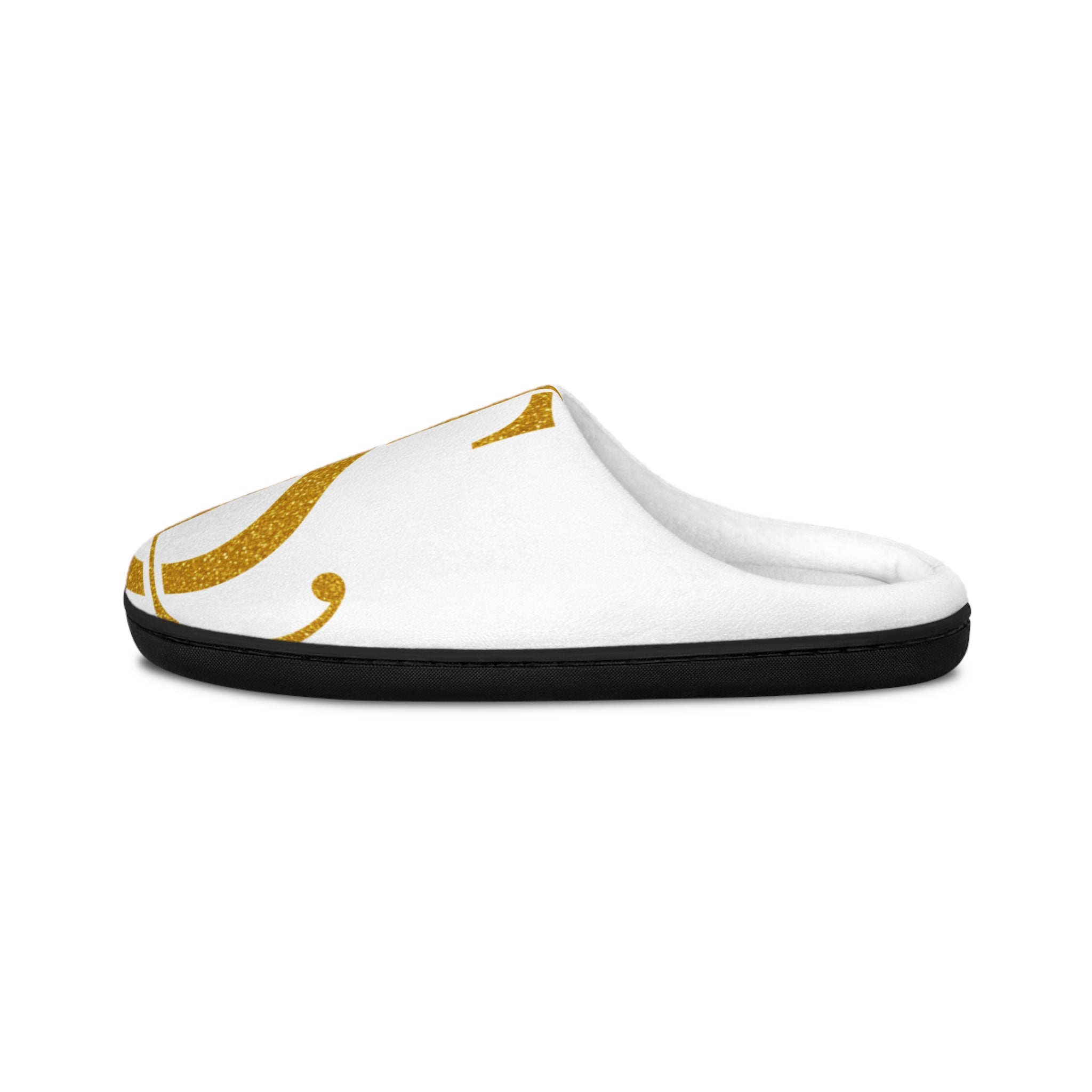 Monogram S Gold Script Women's Slippers — Cozy Indoor House Shoes