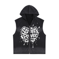 Vintage Washed Zip-Up Hooded Tank Top