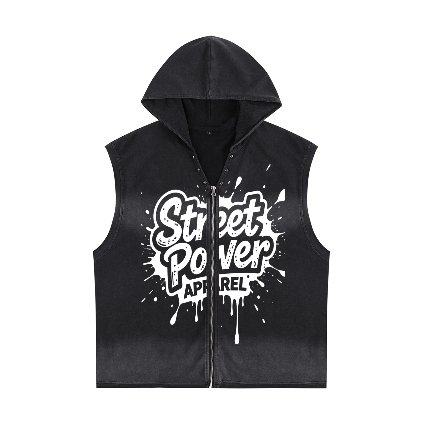 Vintage Washed Zip-Up Hooded Tank Top